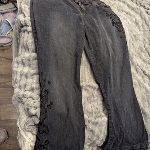 Embroidered Black Denim Jeans circa Y2k